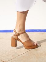 Openali | Sandales en cuir à plateforme décontractée